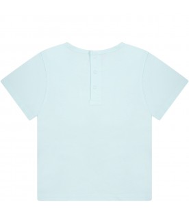 Light blue T-shirt for baby boy with writing