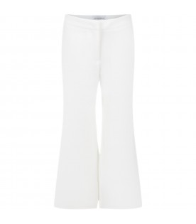 White trousers for girl with logo