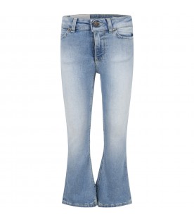 Light-blue jeans for girl with logo patch