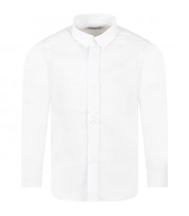 White shirt for boy with blue logo