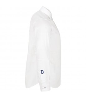 White shirt for boy with blue logo
