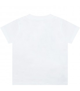 White T-shirt for baby boy with black logo