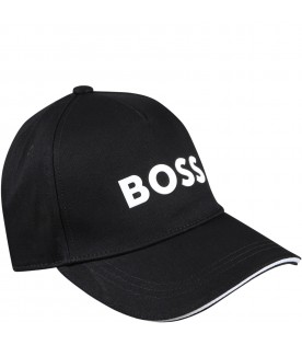 Black hat for boy with white logo