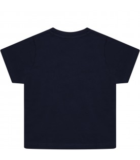 Blue T-shirt for baby boy with white logo