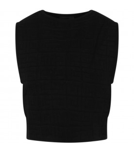 Black sweater for girl with white logo