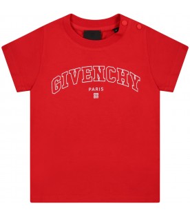 Red T-shirt for babykids with white logo