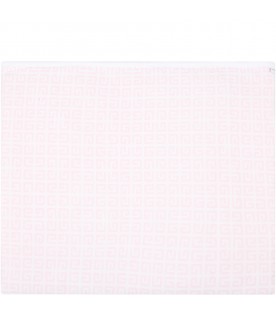Pink blanket for baby girl with white logo