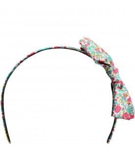 Multicolor headband for girl with bow and liberty print