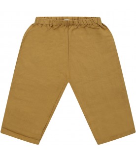 Mustard yellow trousers for baby boy with iconic logo