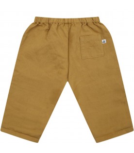 Mustard yellow trousers for baby boy with iconic logo