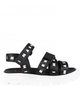 Black sandals for girl with white logo