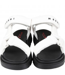 Sandales noires et blanches pour fille avec logo noir