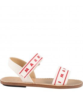 Multicolor sandals for girl with red logo