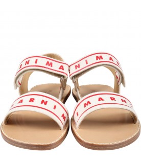 Multicolor sandals for girl with red logo
