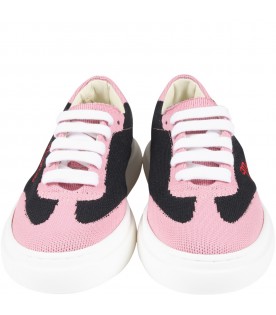 Multicolor sneakers for girl with red logo