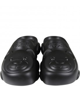 Black sandals for kids with Teddy Bear and logo
