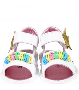 White sandals for baby girl with logo and star