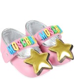 Moschino Kids Pink ballet-flats for baby girl with logo and star