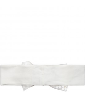 White headband for baby girl with tulle bow