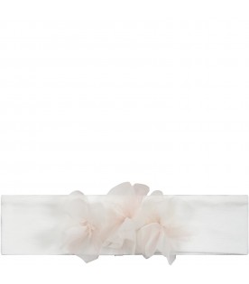 White headbandfor baby girl with flowers in tulle