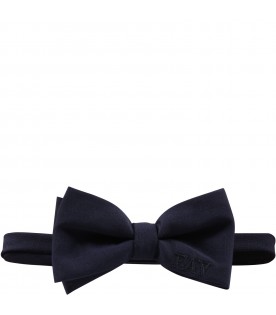 Blue bow tie for boy with enbroided logo