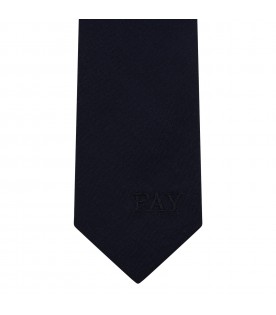 Blue tie for boy with embroided logo