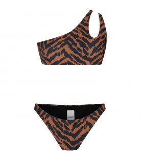 Multicolor bikini for women with tiger print