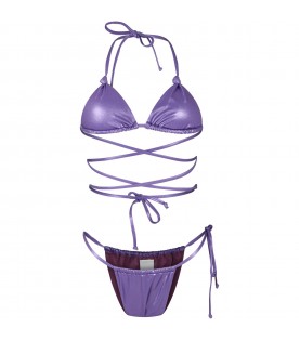 Purple bikini for women with logo patch