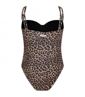 Multicolor swimsuit for women with spotted print