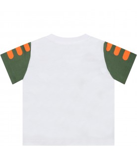 White T-shirt for baby boy with chamelons