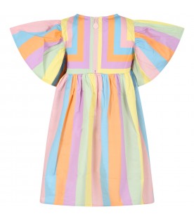 Multicolor dress for baby girl with ruffles