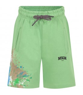 Green shorts for boy with logo