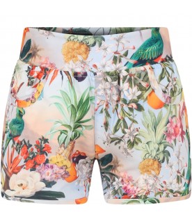 Multicolor shorts for girl with logo