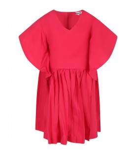 Fuchsia dress for girl with logo patch