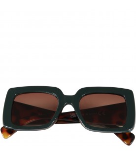 Green "Samara" sunglasses for girl with stars