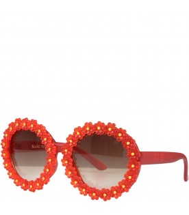 Red "Silly" sunglasses for girl with flowers