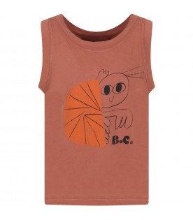 Brown tank-top for girl with hermit crab