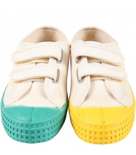 Sneaker beige per bambino  con logo