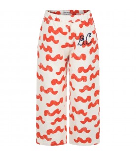 Ivory trousers for boy with red waves
