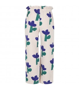 Ivory trousers for girl with flowers