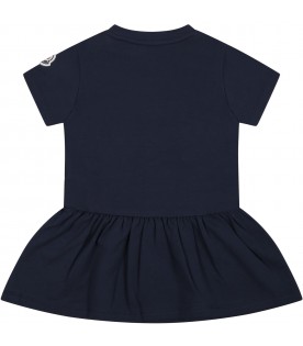 Blue dress for baby girl with logo