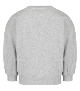 Grey sweatshirt for boy with print and logo