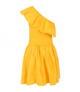 Yellow dress for girl with ruffles