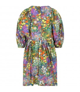 Multicolor dress for girl with floral print