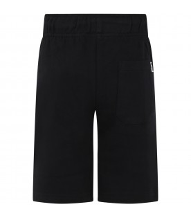 Black shorts for boy with logo patch