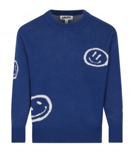 Blue sweater for boy with smileys