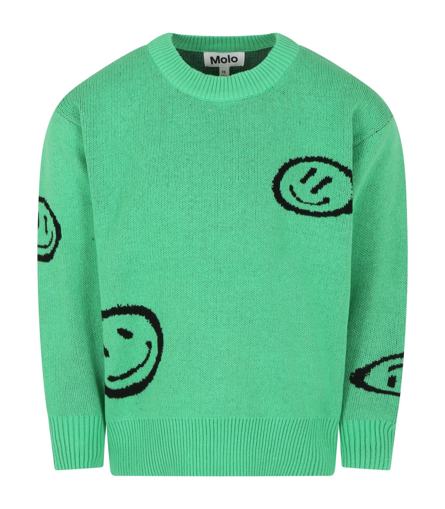 Molo Green sweater for boy with smileys