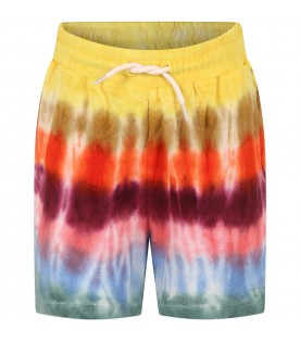 Tie-dye shorts for boy with patch logo