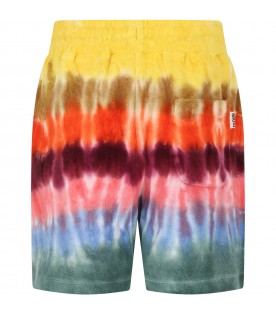 Tie-dye shorts for boy with patch logo