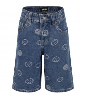 Blue bermuda-shorts for boy with smiley